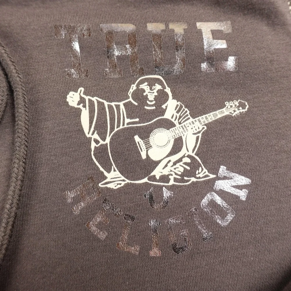 NEW True Religion Hoodie Mens‎ L Brown Buddha Sherpa Full Zip Sweatshirt Jacket